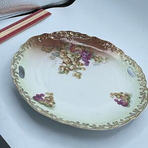 Antique Empire China porcelain serving dish. Grapevine